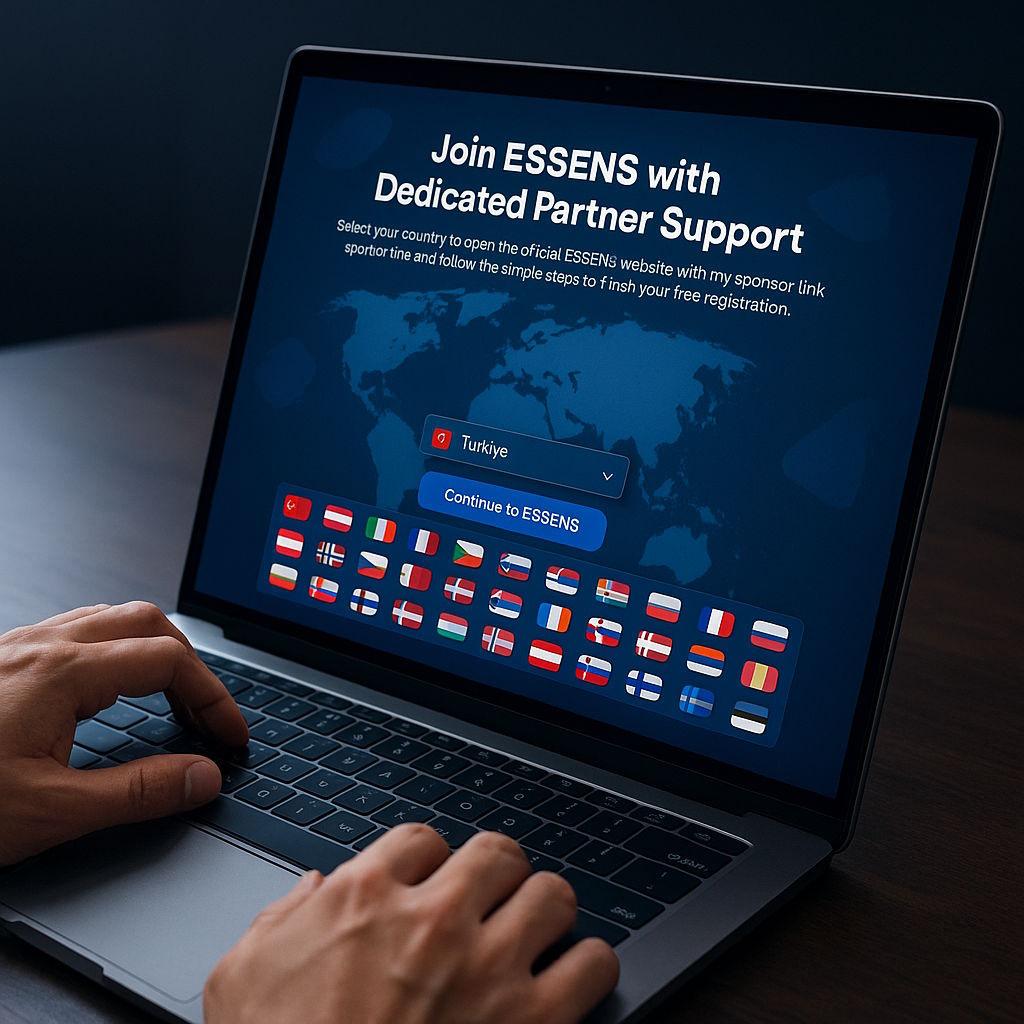 ESSENS partner guide with country selector